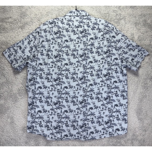 Tailor Vintage Men's Linen Blend Short Sleeve Shirt Blue Palm Trees Vacation XXL - Picture 2 of 10